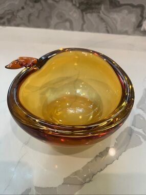Shannon Crystal Thick Amber Glass Vase Bowl